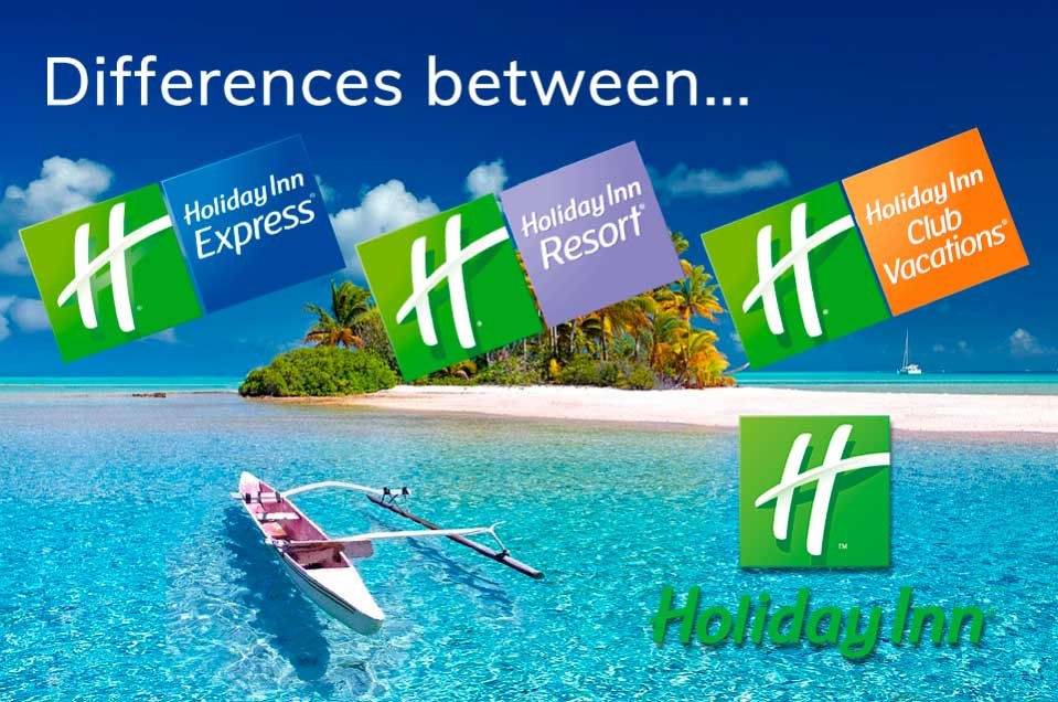 Differences between Holiday Inn, Holiday Inn Express, Holiday Inn Resort, and Holiday Inn Club Vacations.